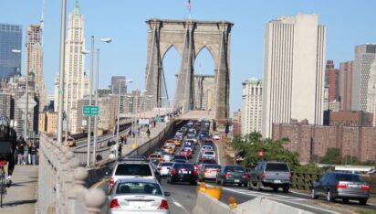 Traffic jam on the Brooklyn Bridge